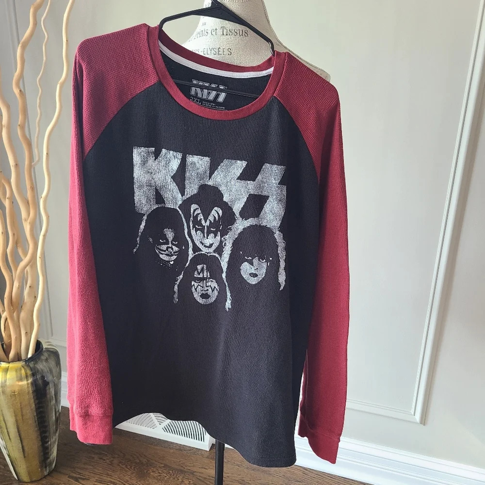KISS 2017 men's long sleeve T-shirt 2XL waffle knit
